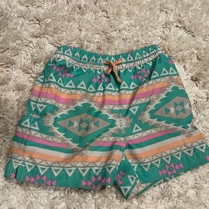 Chubbies Kids Tribal Print Swim Trunks - Green and Pink
